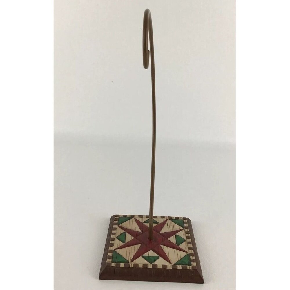 Jim Shore Ornament Holder ‘Square Quilt’ #105184 Patchwork Red Green 2002 New - Picture 1 of 9